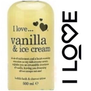 I LOVE ... - NWT - Vanilla & Ice Cream Bubble Bath & Shower Gel. 16.9 fl. oz.